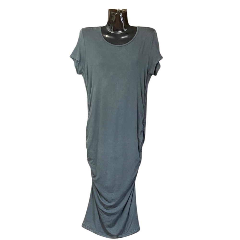 Quince Tencel Jersey Maternity Ruched‎ Dress Dark Olive Size S